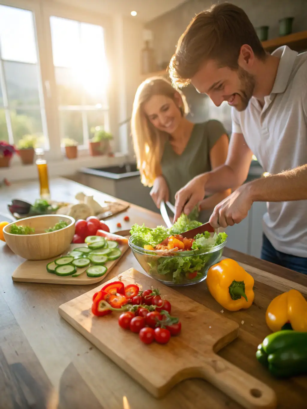 A chef preparing a colorful and healthy meal with fresh, local ingredients, showcasing the shared meal experience at The Swallow Ballet retreats.