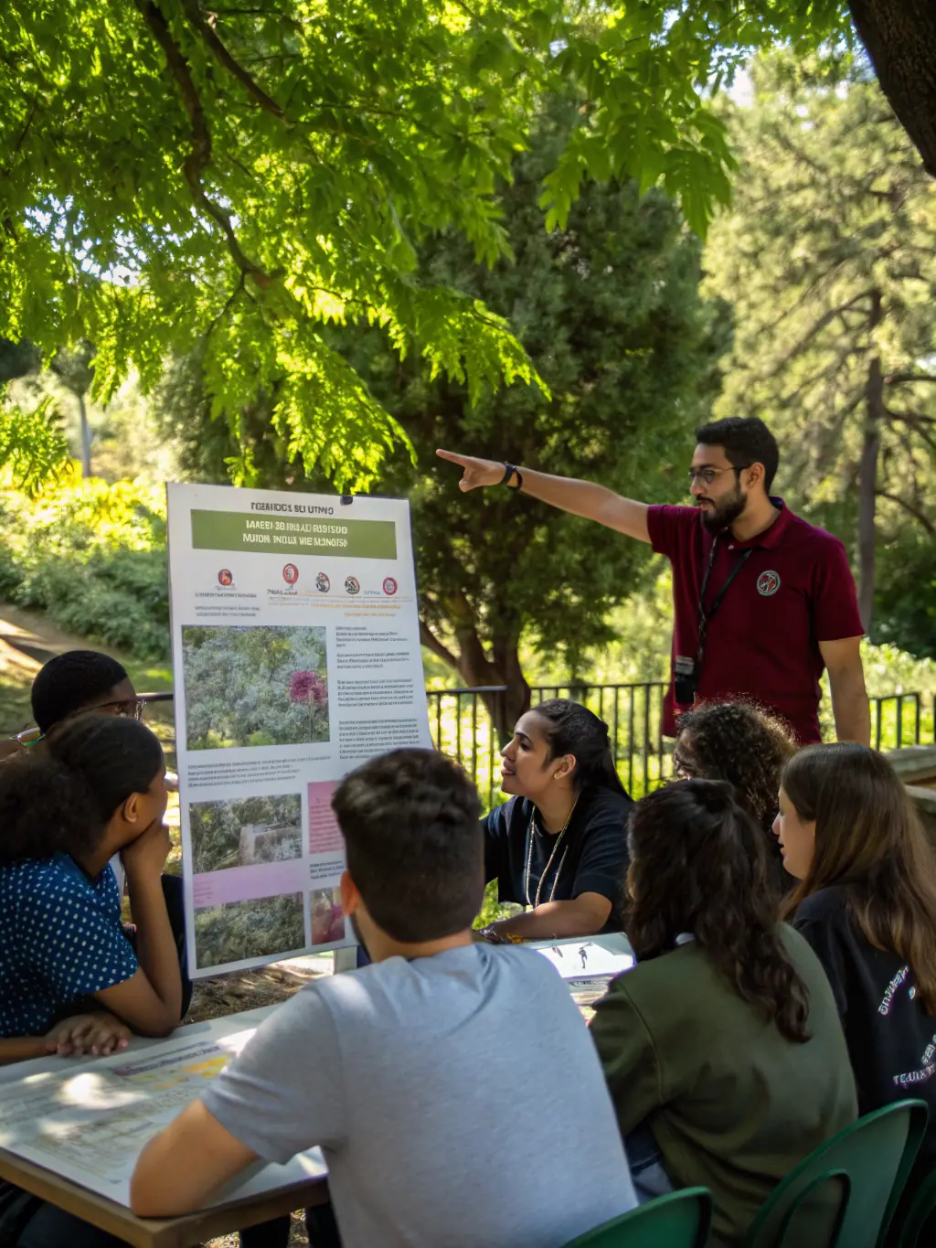 A vibrant image of students presenting a community project they developed through an OCCE-supported initiative, demonstrating civic engagement and practical application of skills.