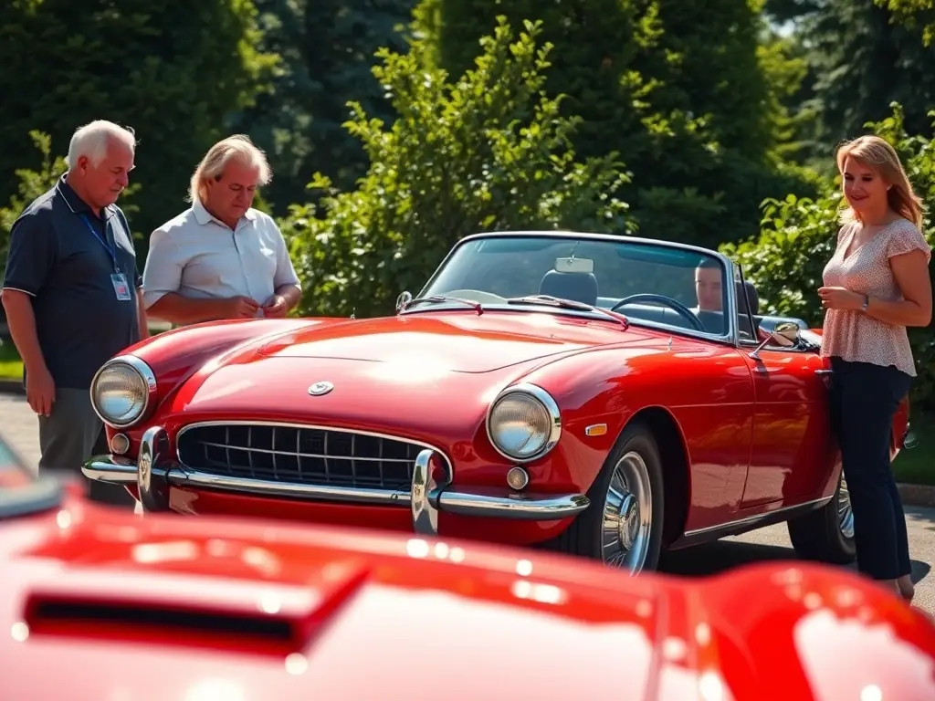 A group of car enthusiasts gathered around a classic Japanese sports car at a JAPAN DAYS event, showcasing the community aspect and shared passion.