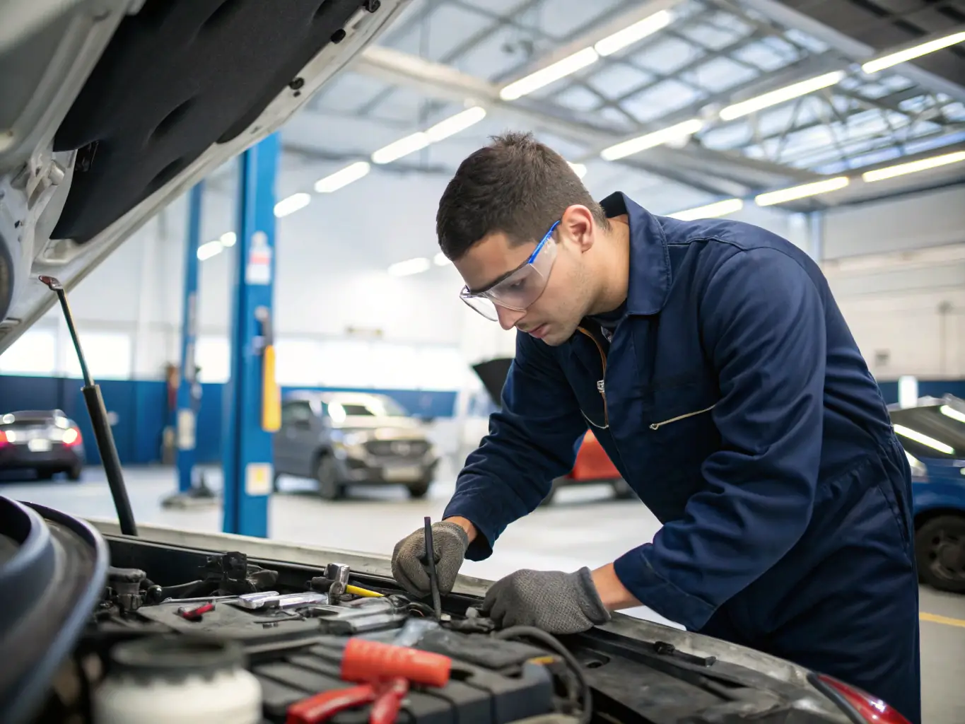 A participant working on their car during a JAPAN DAYS workshop, highlighting the hands-on learning experience.
